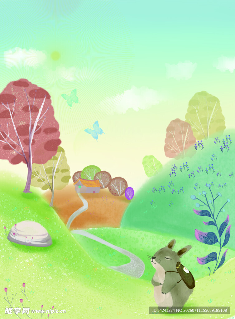 森林中的小动物欢乐场景