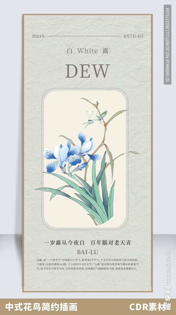 中式花鸟工笔画插画新中式风格