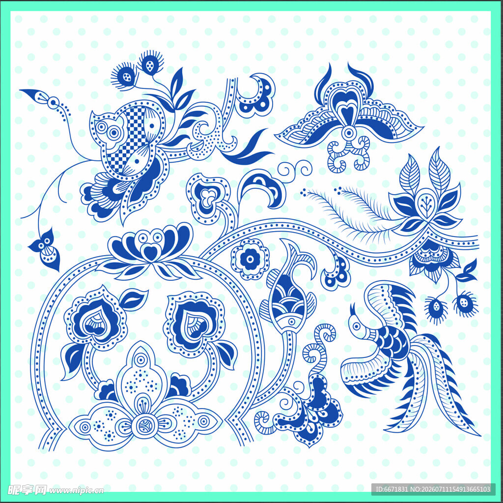 青花瓷传统花卉图案