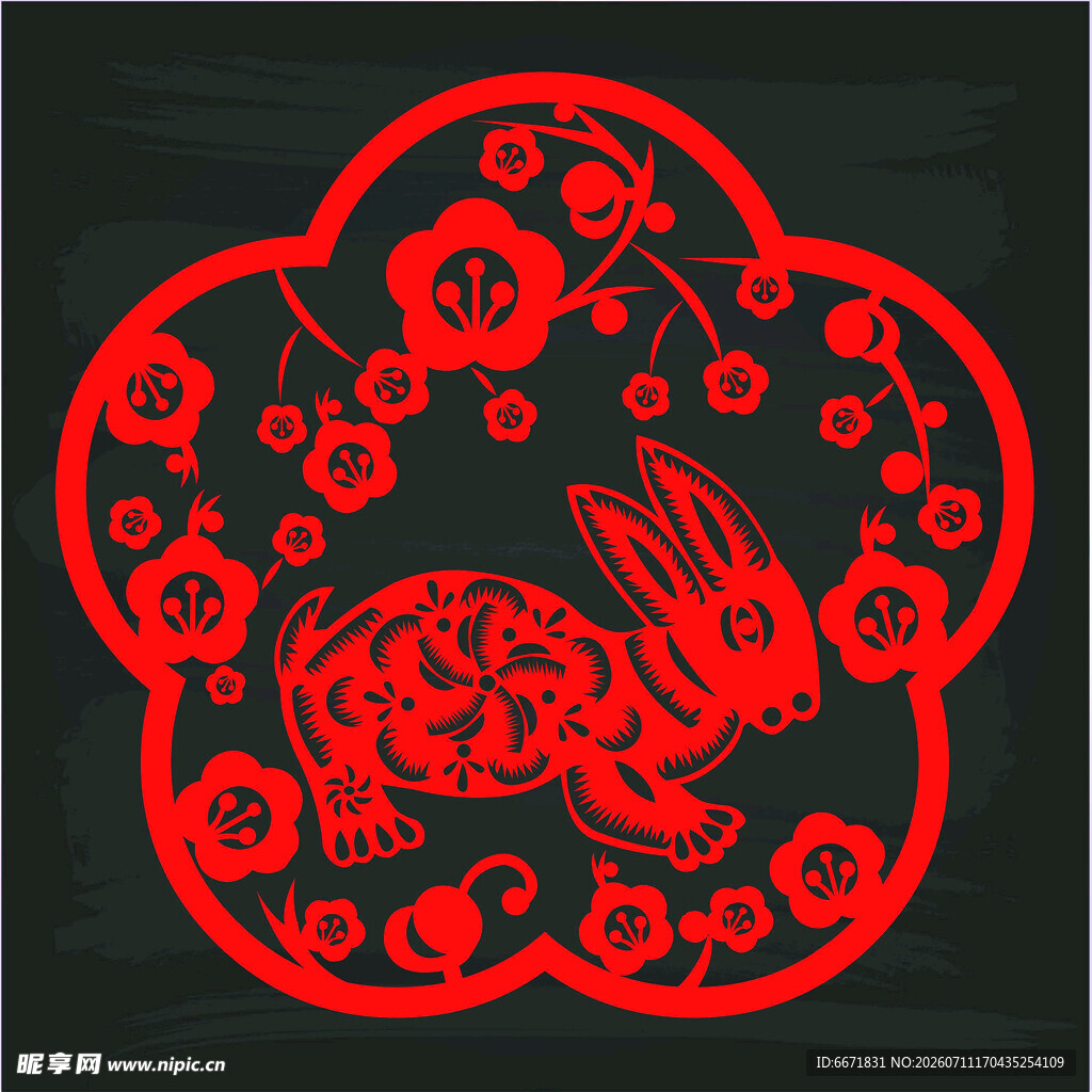 兔年剪纸图案