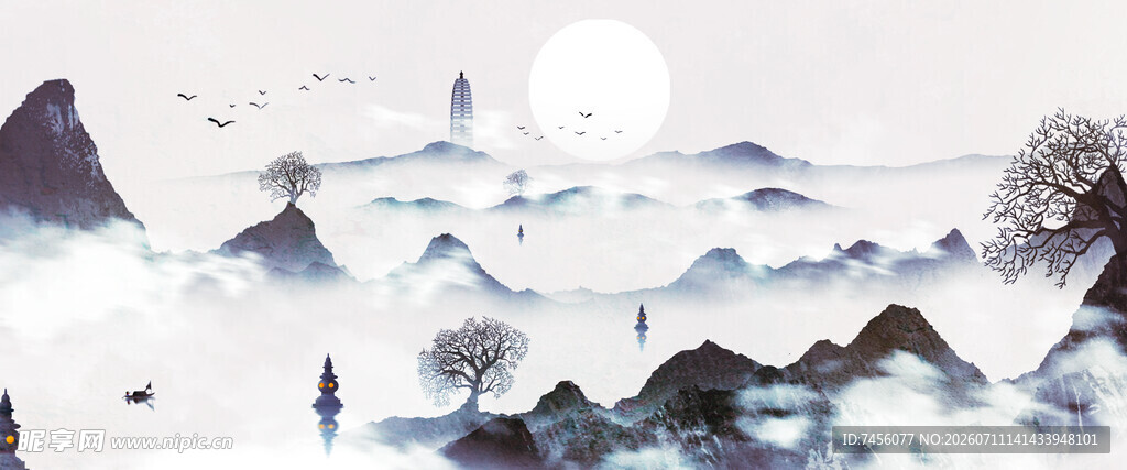 水墨山水间的诗意景致