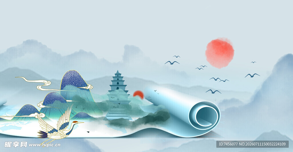 水墨山水间的诗意画卷