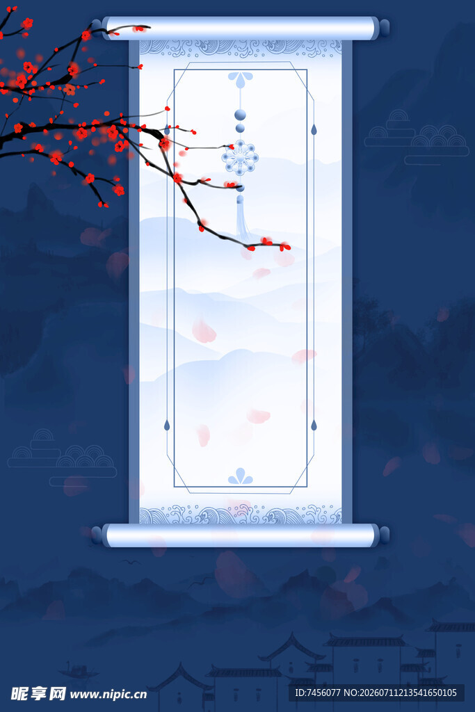 窗前红梅景静谧中式风