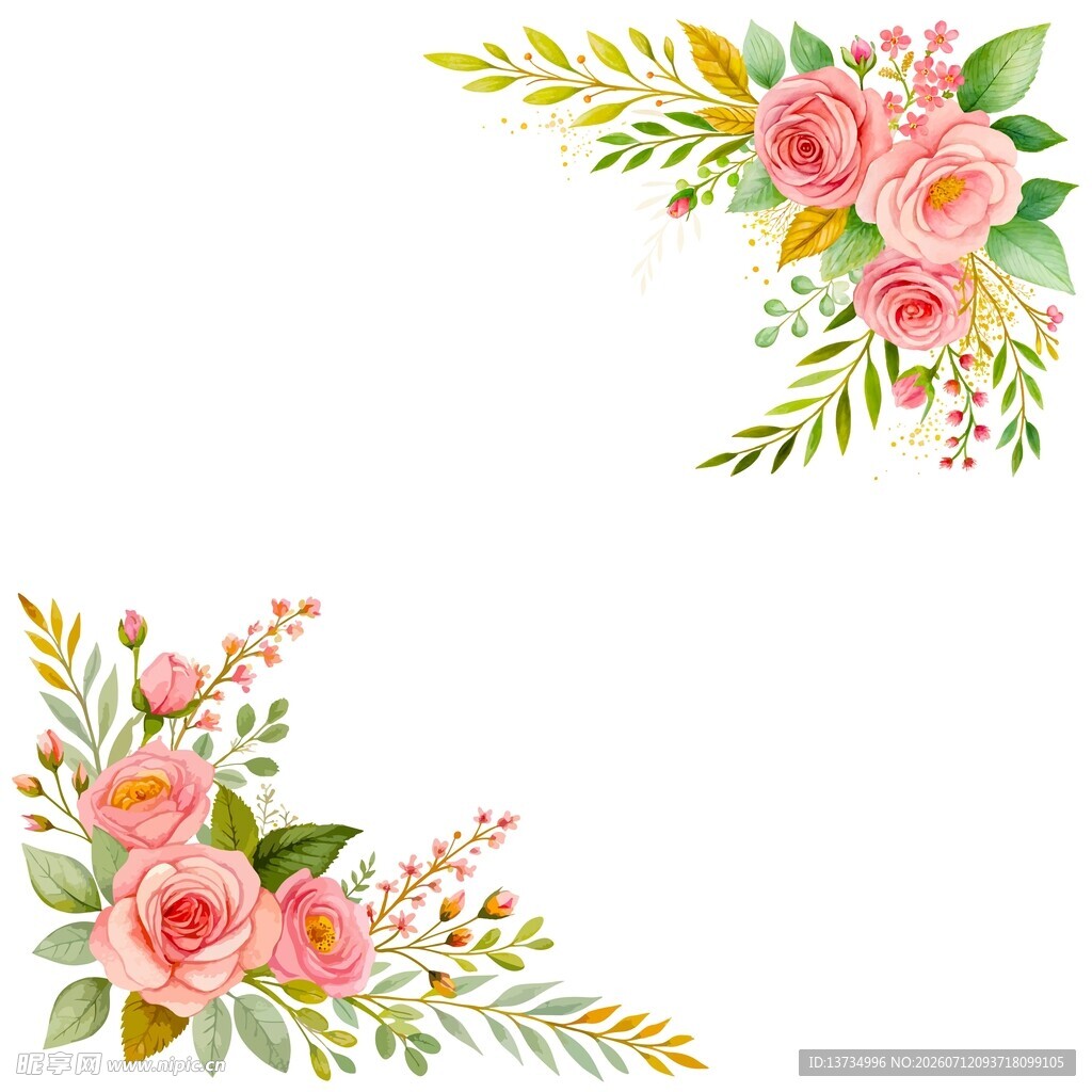 水彩花卉边框