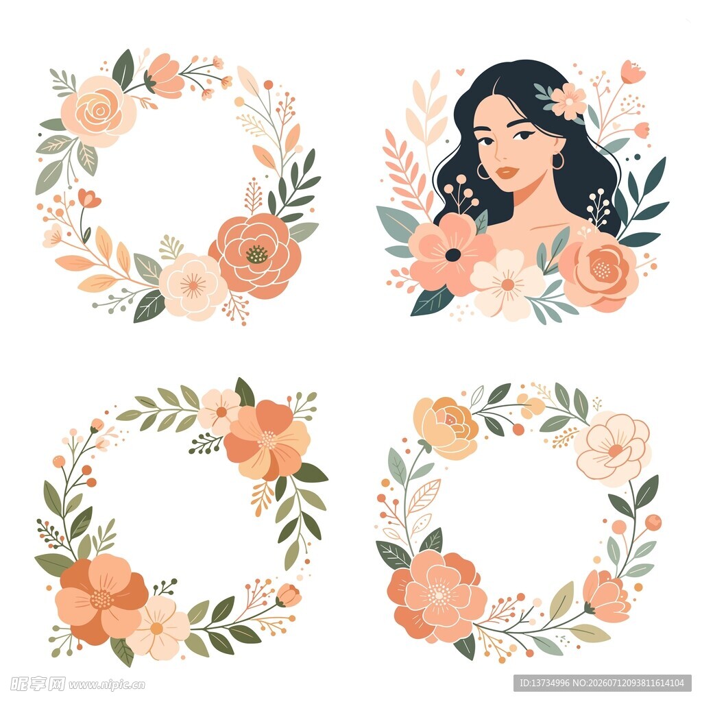 花卉少女贴纸