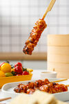 麻辣鸡皮串美味烤肉串