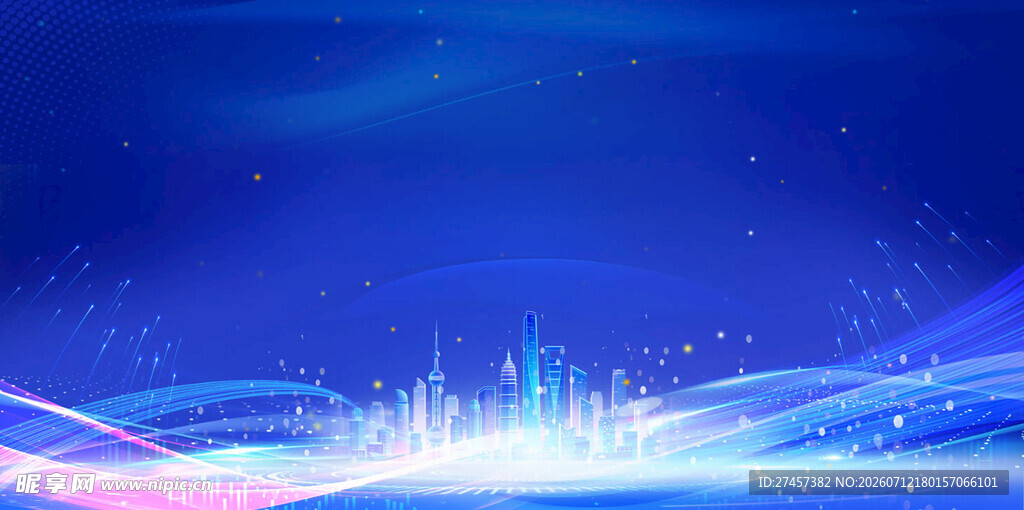梦幻蓝色科技感背景图