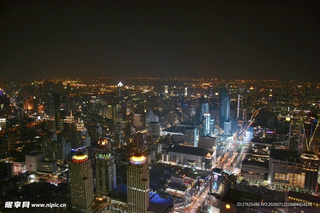 城市璀璨夜景俯瞰图