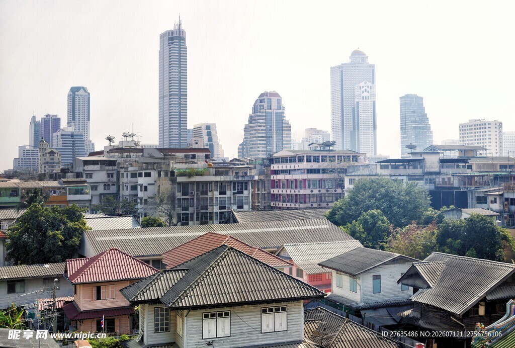 城市新旧建筑对比景观