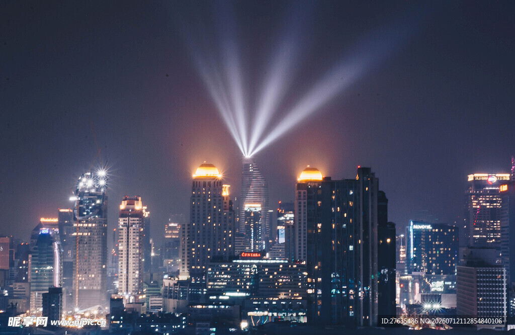 城市夜景灯光秀璀璨夺目