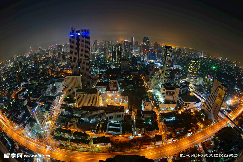 城市璀璨夜景俯瞰图