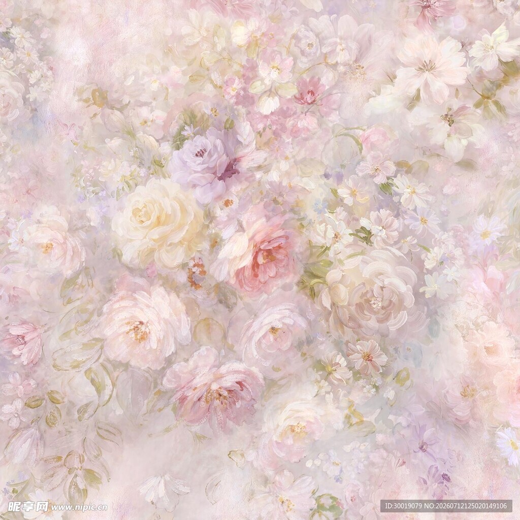 梦幻粉紫花卉背景图
