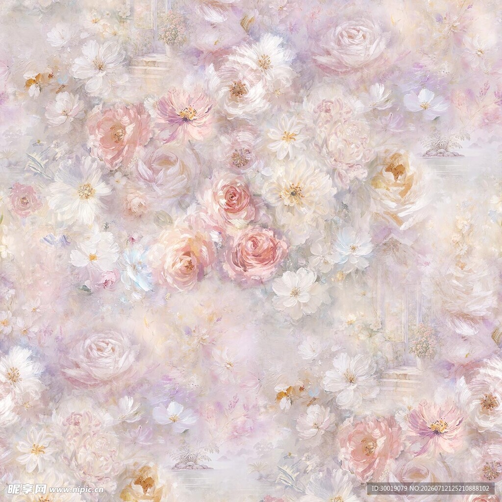 梦幻浪漫花卉纹理背景图