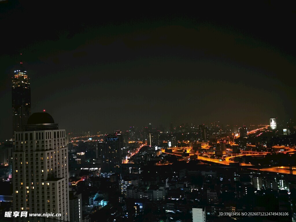 城市夜景璀璨灯光俯瞰图