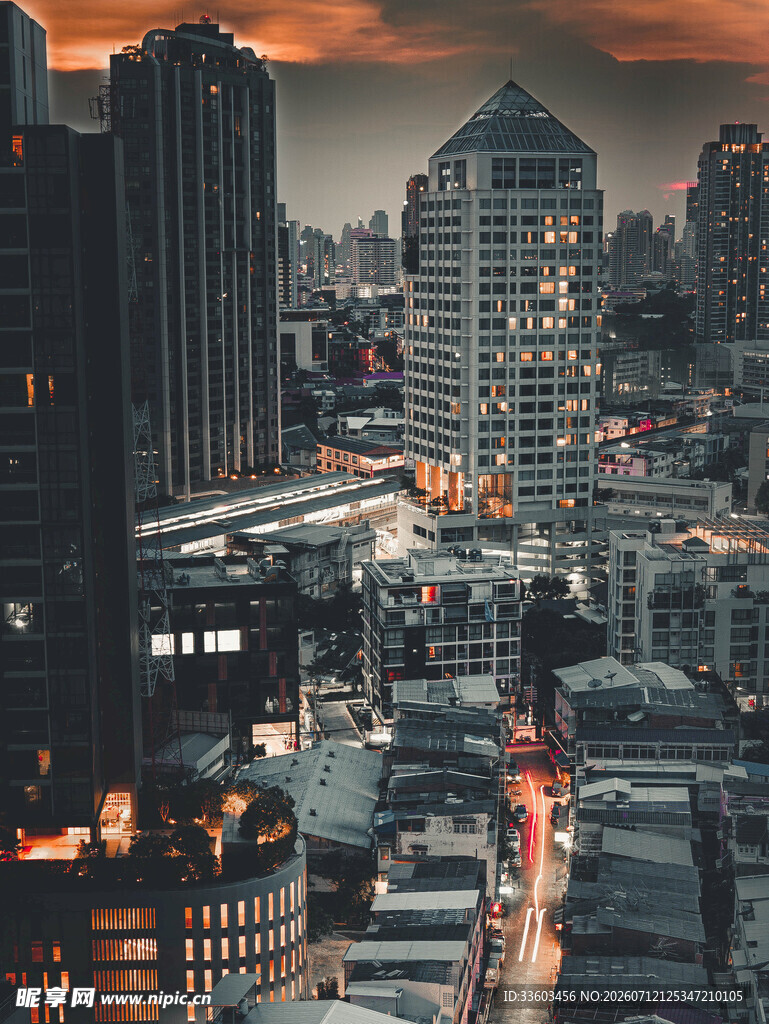 城市黄昏夜景繁华景象