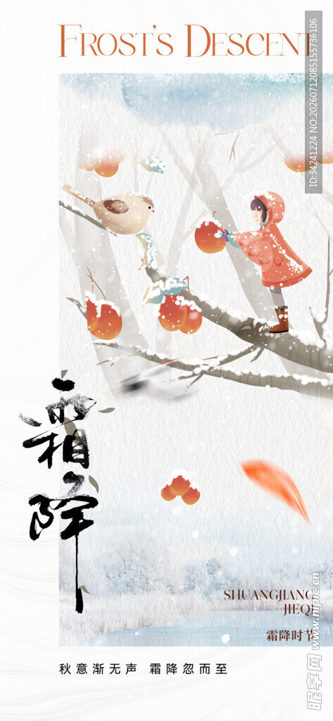 霜降节气海报插画