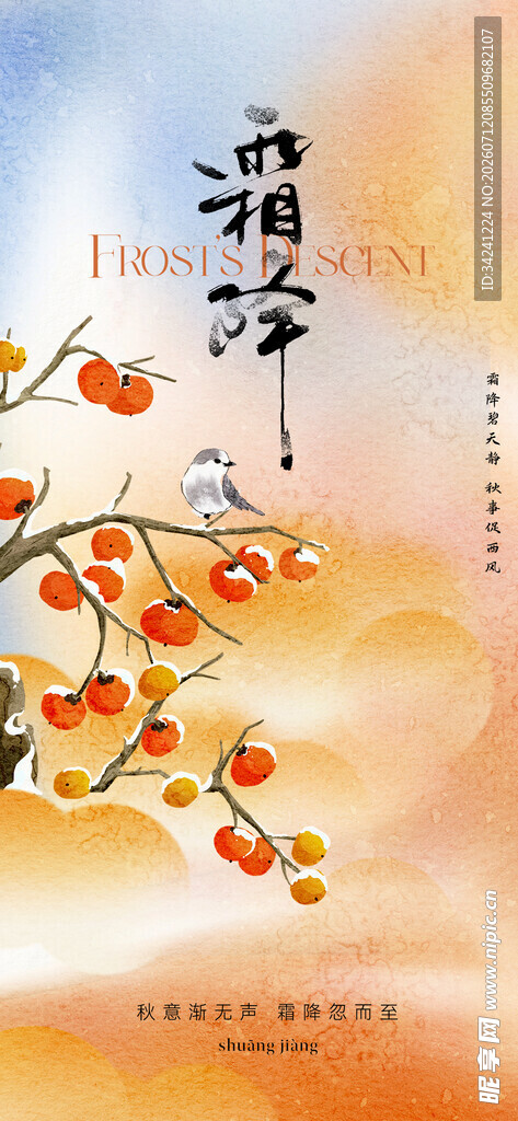 霜降节气海报插画