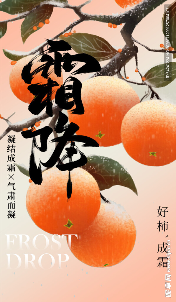 霜降节气海报插画