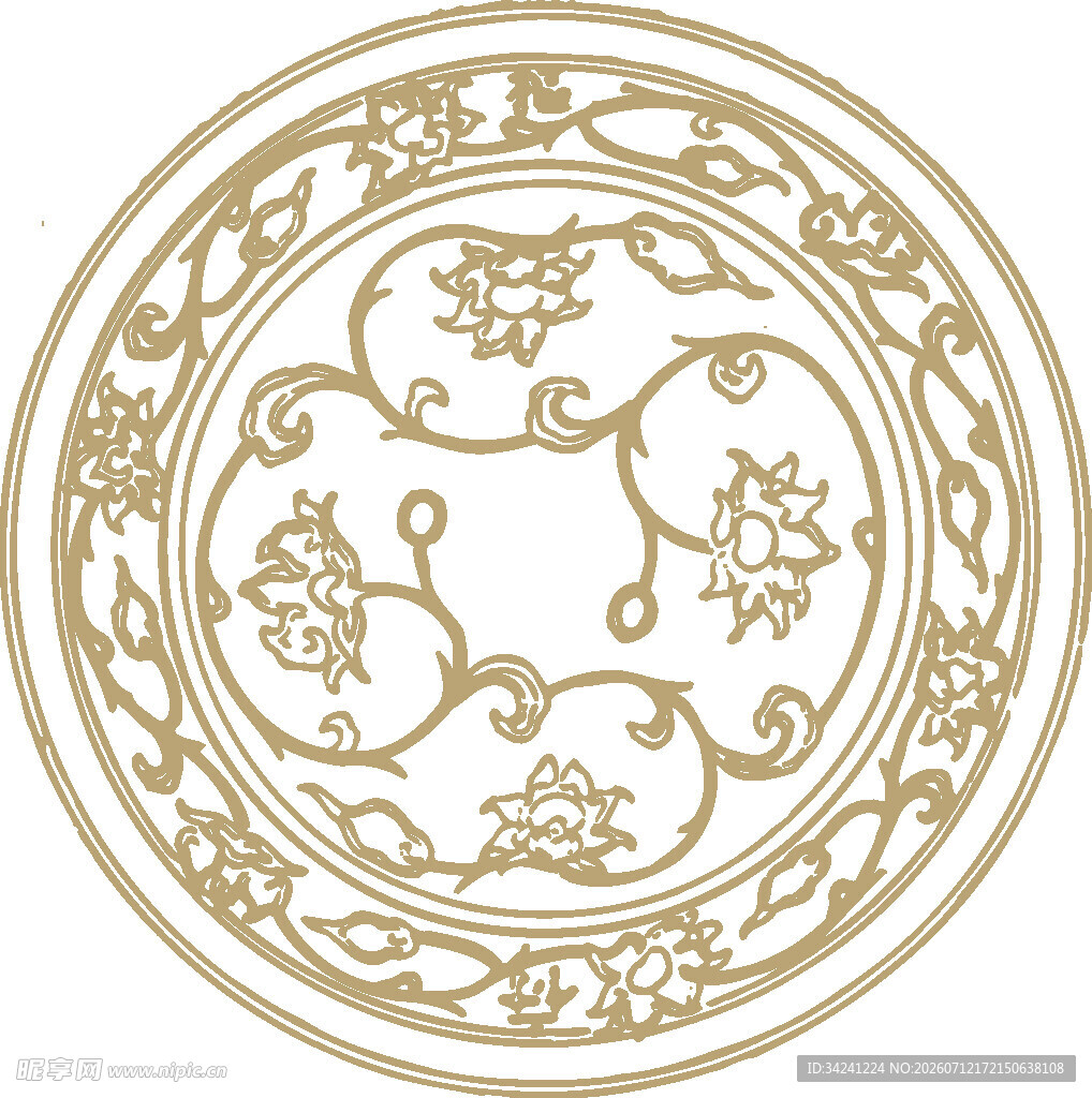 中式古典圆形花纹图案