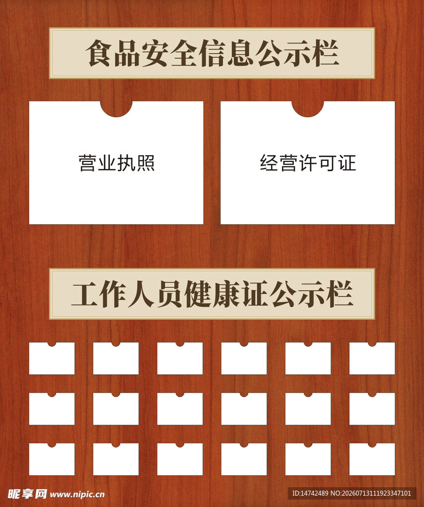 食品信息与健康证公示栏