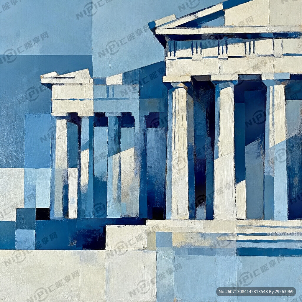 古代建筑抽象画