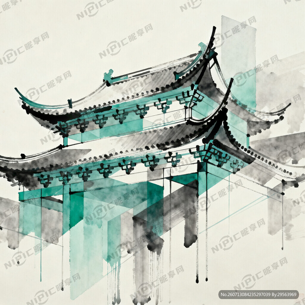 中国古代建筑抽象画