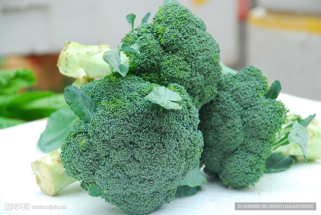 新鲜西兰花堆叠