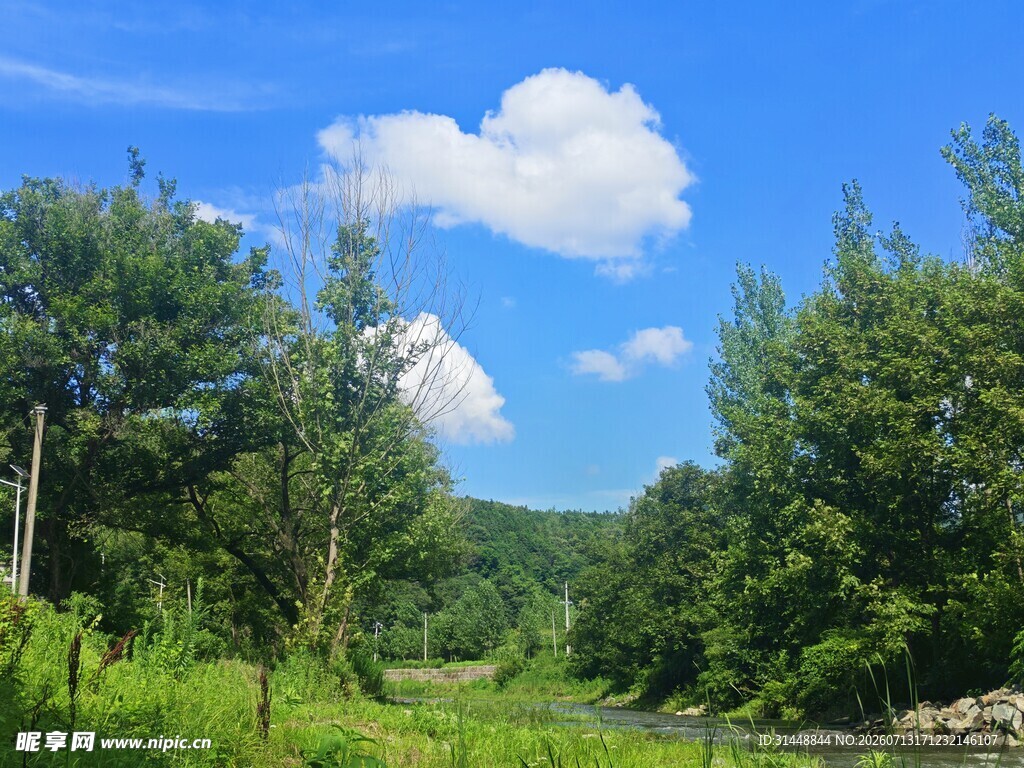 乡村绿野蓝天美景