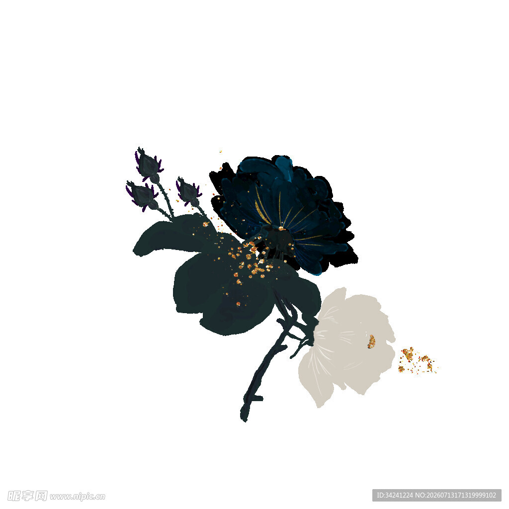 水墨风花卉图案设计