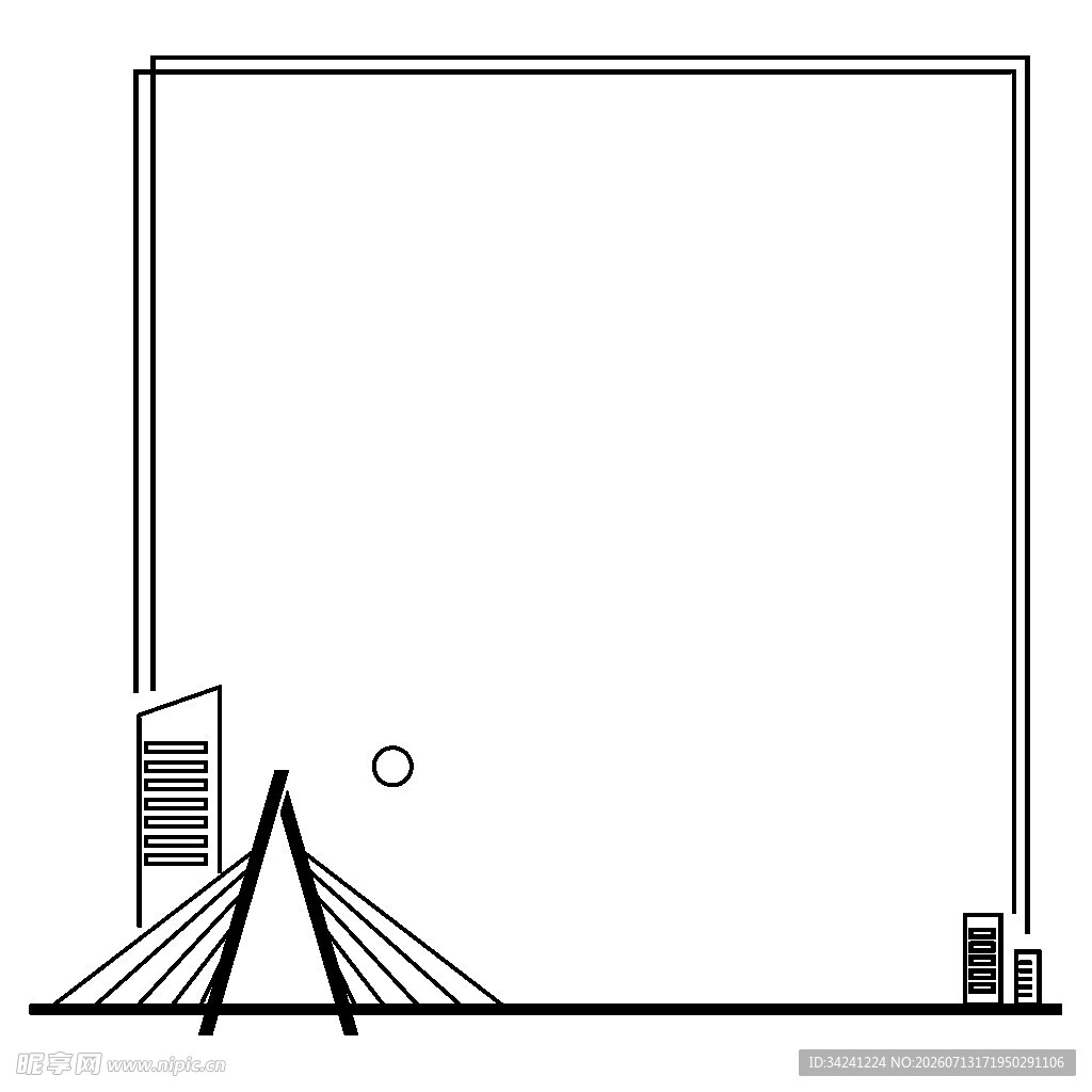 简约几何建筑线条插画