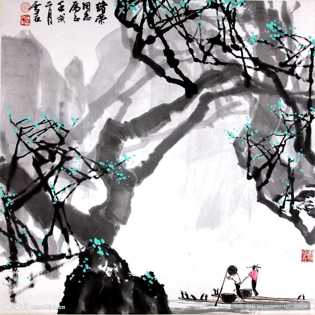 水墨山水间的静谧景致