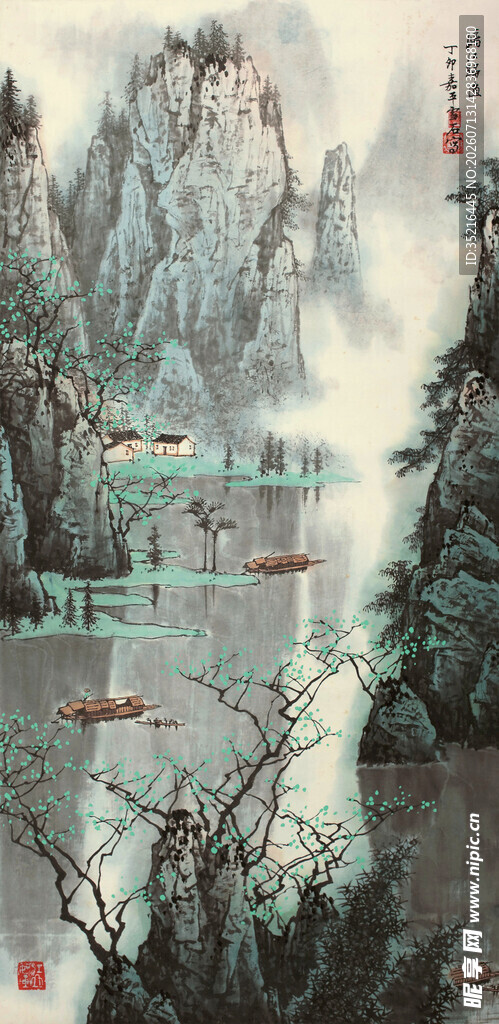 水墨山水国画意境图