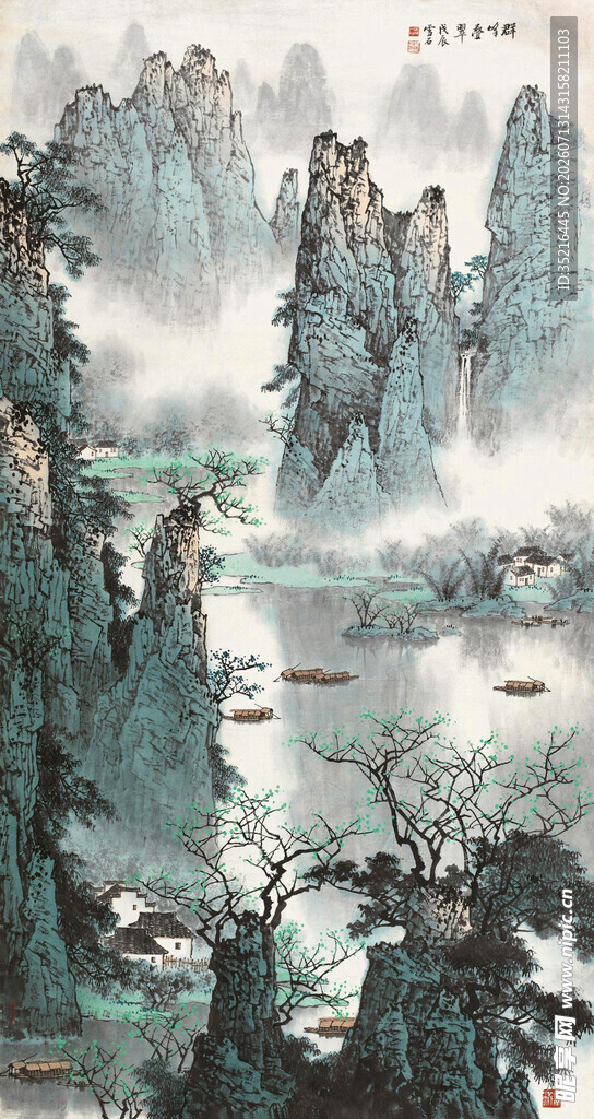水墨山水国画风景图