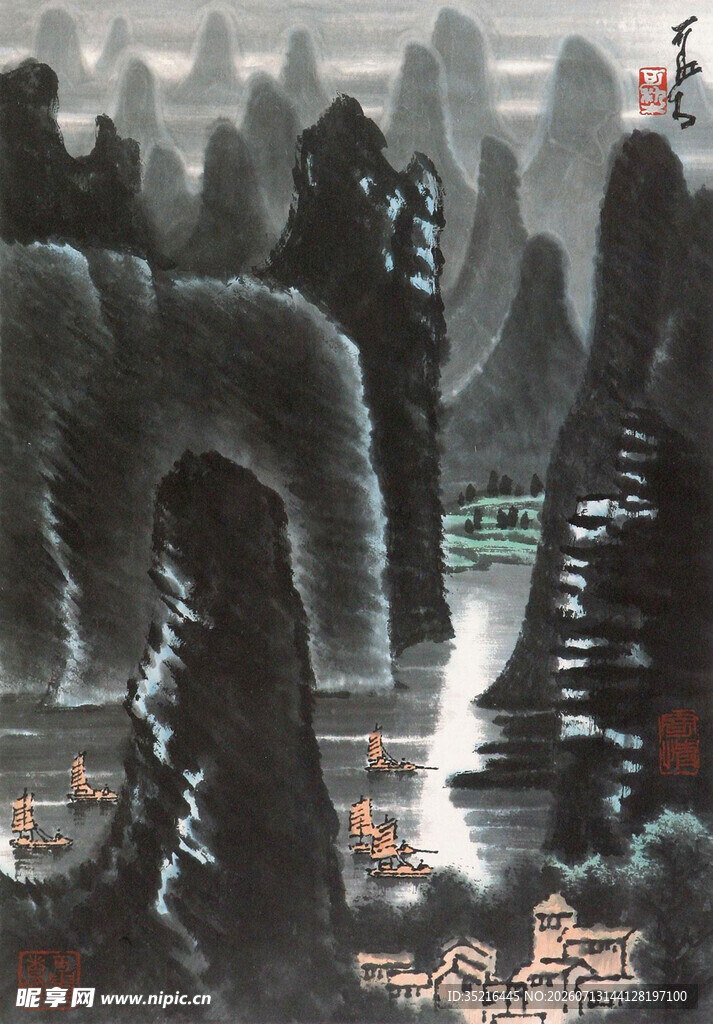 水墨山水图景