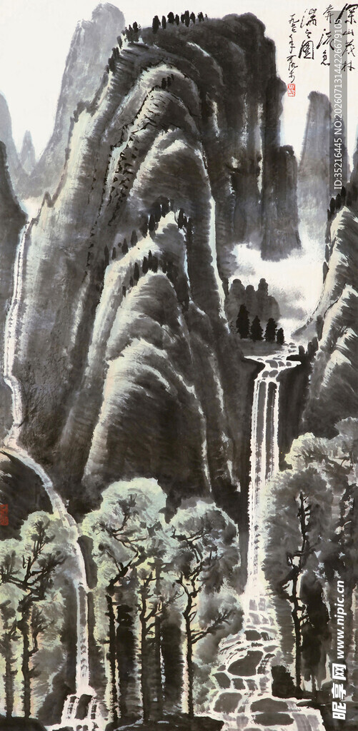 水墨山水国画风景图