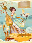 古风女子抚琵琶绘唯美意境