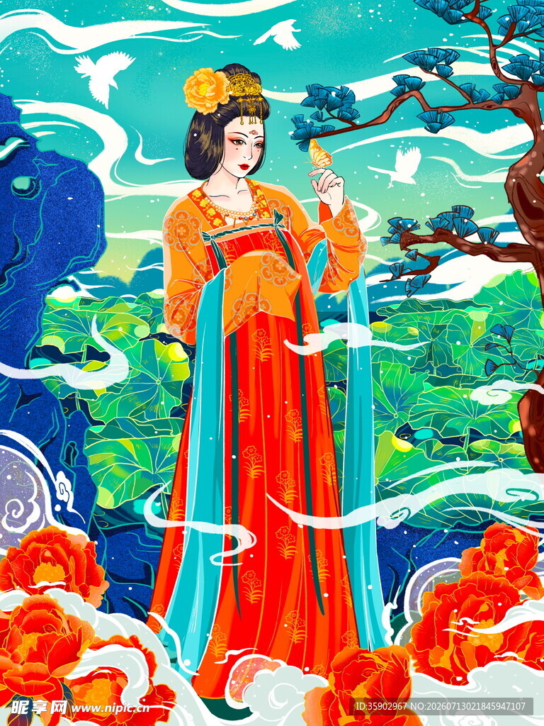 古风美人于奇幻山水间