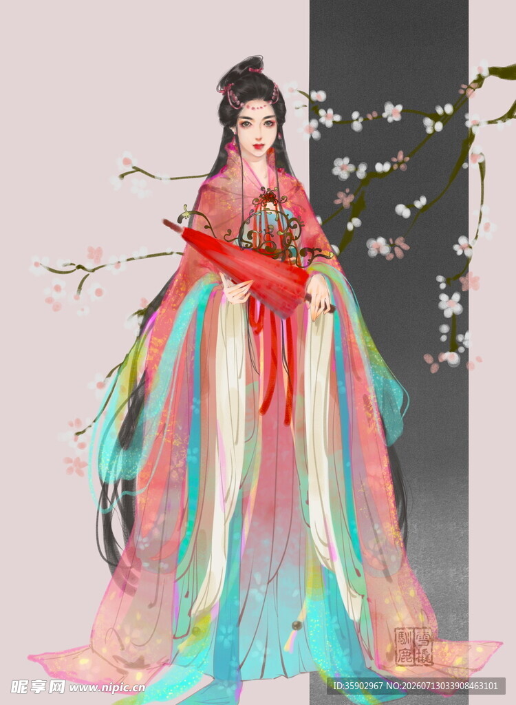古风飘逸彩色汉服美女