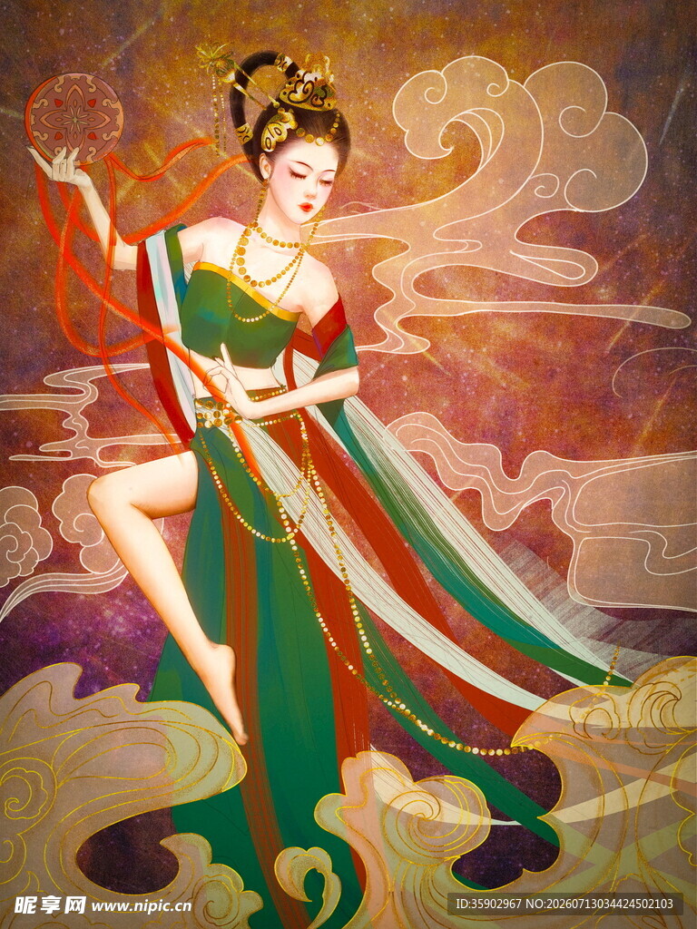敦煌飞天神女舞姿曼妙