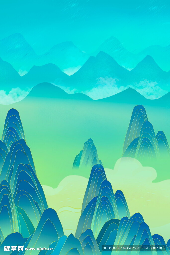 梦幻青山云海风景图