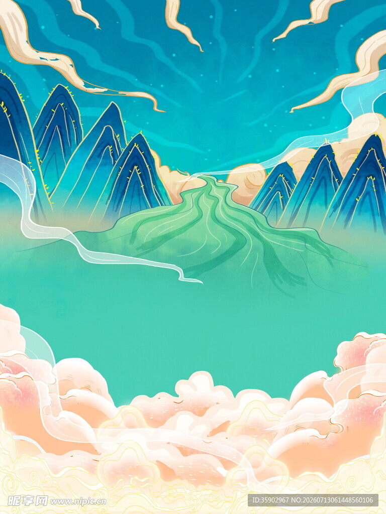 梦幻云海中的山川美景