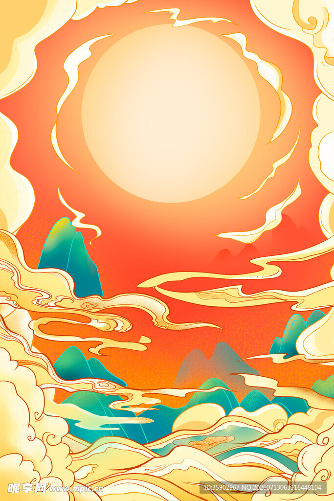 日出云海间的奇幻美景