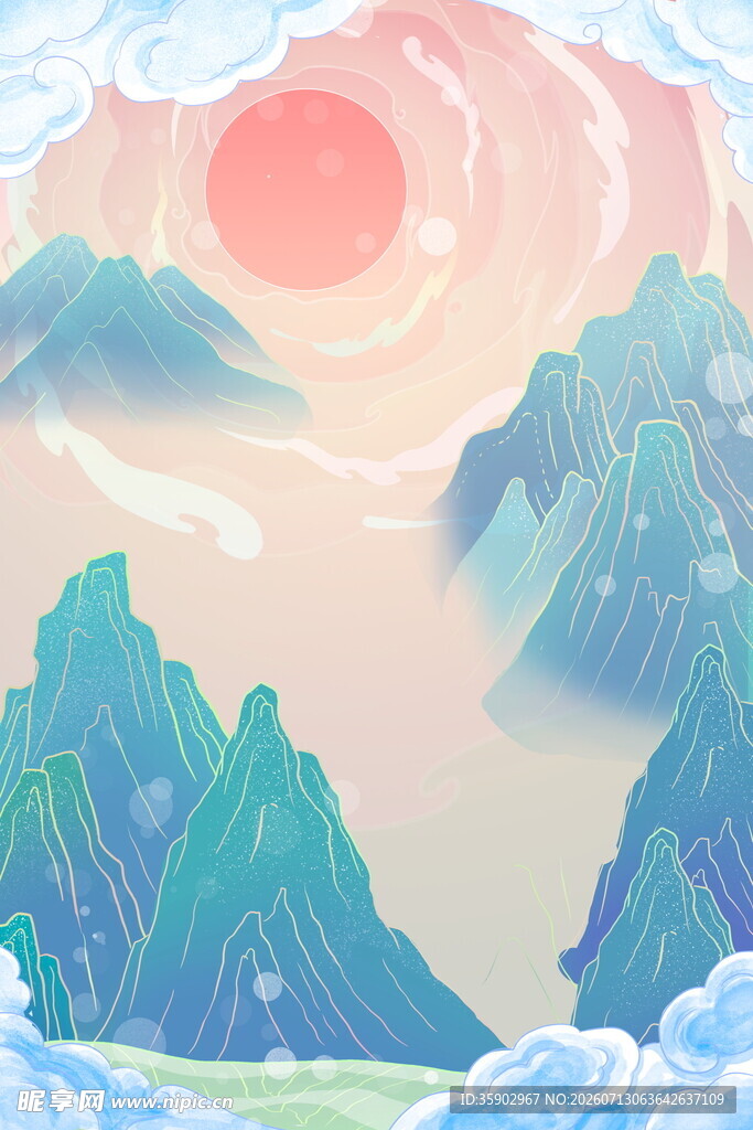 日出群山间的梦幻景致