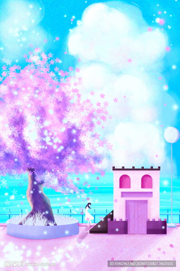 春日烂漫樱花林美景