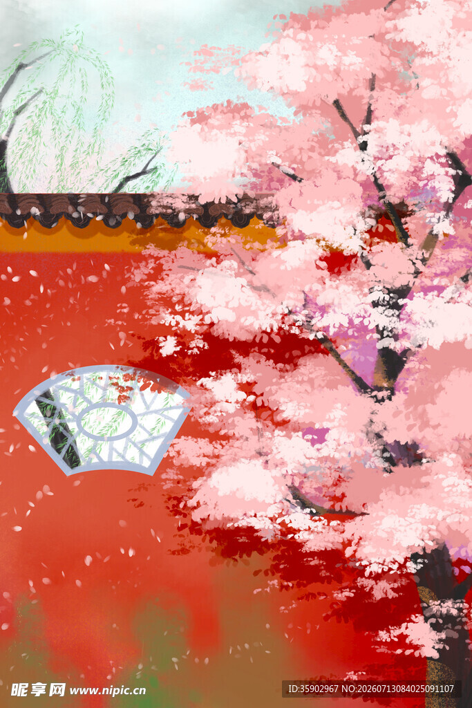 古风樱花图景