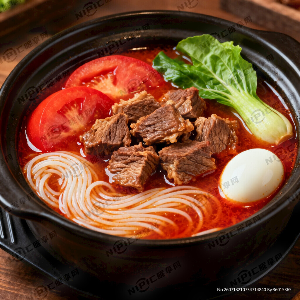 砂锅 牛腩 番茄 米线 油麦菜