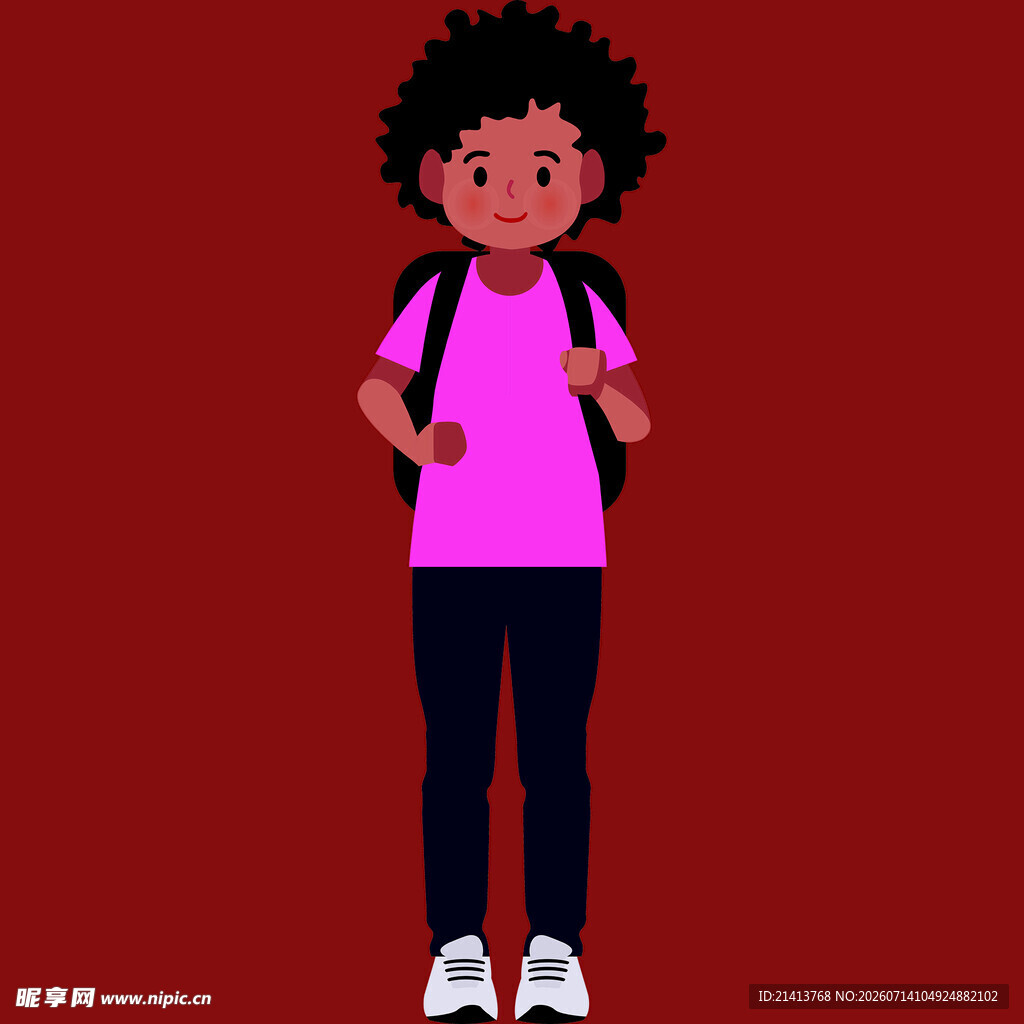 背着书包的黑人小女孩