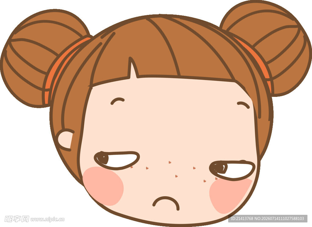 双马尾女孩的俏皮表情