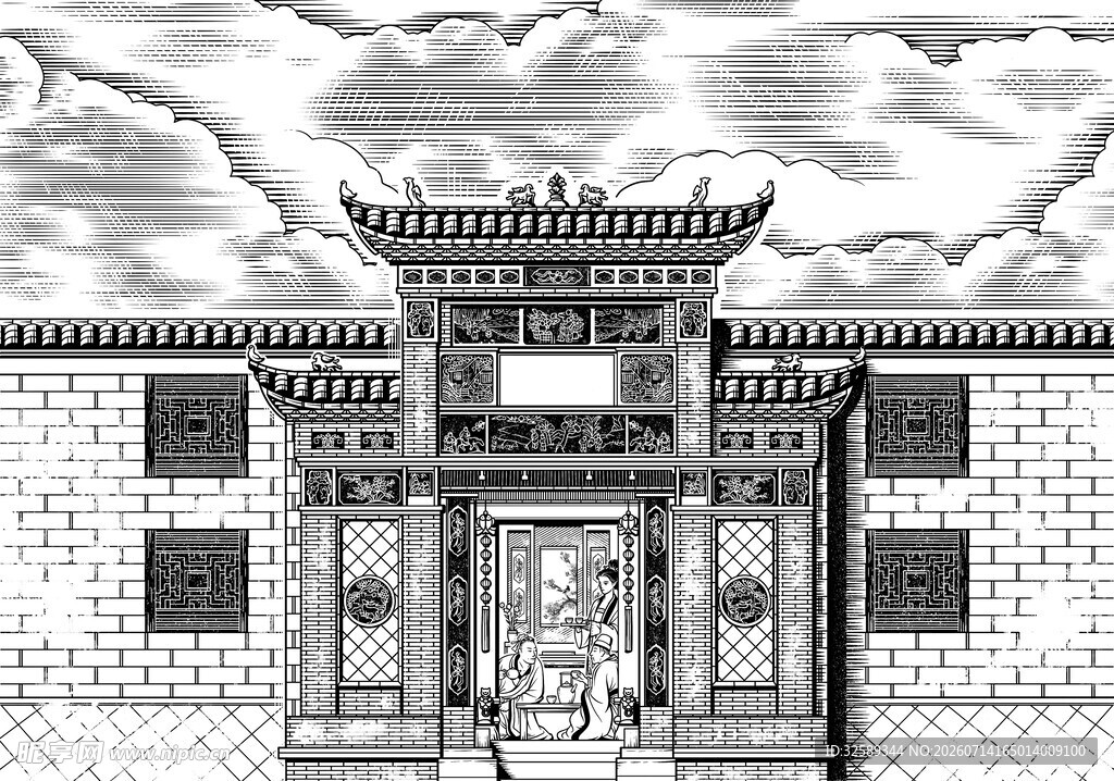中式传统门楼建筑