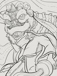 奇幻怪兽线稿插画